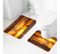 FEHWI Set Tappeti Bagno 2 Pezzi in Microfibra - Tappetino da Bagno Morbido e Antiscivolo - Durevole e Assorbente,Barca a vela, navigazione al tramonto sull'oceano, gita in spiaggia tropicale, tra