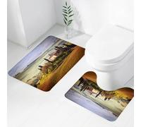 FEHWI Set Tappeti Bagno 2 Pezzi in Microfibra - Tappetino da Bagno Morbido e Antiscivolo - Durevole e Assorbente,Toscana, la Toscana vista dal vecchio borgo in pietra di Montepulciano in Italia i