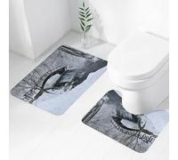 FEHWI Set Tappeti Bagno 2 Pezzi in Microfibra - Tappetino da Bagno Morbido e Antiscivolo - Durevole e Assorbente,Sul do fiume di Xiaomuqiao, al mattino presto d'inverno