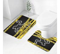 FEHWI Set Tappeti Bagno 2 Pezzi in Microfibra - Tappetino da Bagno Morbido e Antiscivolo - Durevole e Assorbente,Scena del delitto, contorno delle vittime disegnato con il gesso e bande gialle