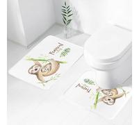 FEHWI Set Tappeti Bagno 2 Pezzi in Microfibra - Tappetino da Bagno Morbido e Antiscivolo - Durevole e Assorbente,Maschio pigro e bambino pigro appesi ai rami, opera d'arte di slot machine in un a