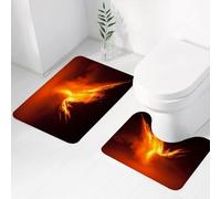 FEHWI Set Tappeti Bagno 2 Pezzi in Microfibra - Tappetino da Bagno Morbido e Antiscivolo - Durevole e Assorbente,Vulcano Tungurahua in Ecuador di notte e geologia, arancione giallo nero