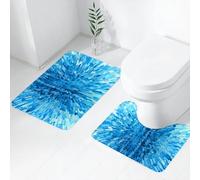 FEHWI Set Tappeti Bagno 2 Pezzi in Microfibra - Tappetino da Bagno Morbido e Antiscivolo - Durevole e Assorbente,Decorazioni blu navy, inquietanti motivi di piastrelle digitali e blocchi di vite