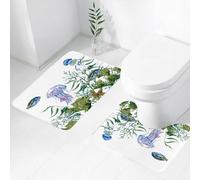 FEHWI Set Tappeti Bagno 2 Pezzi in Microfibra - Tappetino da Bagno Morbido e Antiscivolo - Durevole e Assorbente,Oceano, effetto stile acquerello, motivo marino con alghe, meduse e pesci