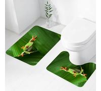 FEHWI Set Tappeti Bagno 2 Pezzi in Microfibra - Tappetino da Bagno Morbido e Antiscivolo - Durevole e Assorbente,Rana arboricola selvatica sdraiata su una vegetazione sconosciuta