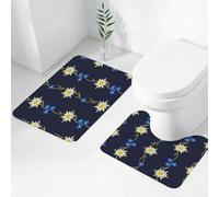 FEHWI Set Tappeti Bagno 2 Pezzi in Microfibra - Tappetino da Bagno Morbido e Antiscivolo - Durevole e Assorbente,Simbolo nazionale delle Alpi a forma di stella. Illustrazione di un cartone animat