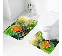 FEHWI Set Tappeti Bagno 2 Pezzi in Microfibra - Tappetino da Bagno Morbido e Antiscivolo - Durevole e Assorbente,Fiori e uccelli del paradiso, uccelli del paradiso alla luce naturale del sole, fi