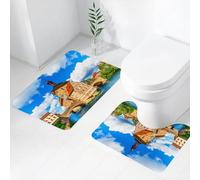 FEHWI Set Tappeti Bagno 2 Pezzi in Microfibra - Tappetino da Bagno Morbido e Antiscivolo - Durevole e Assorbente,Vista panoramica estiva dell'architettura della Città Vecchia con l'edificio del M