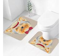 FEHWI Set Tappeti Bagno 2 Pezzi in Microfibra - Tappetino da Bagno Morbido e Antiscivolo - Durevole e Assorbente,Yorkie, Yorkie hipster con grazioso cappello di paglia e papillon, gentiluomo dise