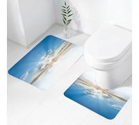 FEHWI Set Tappeti Bagno 2 Pezzi in Microfibra - Tappetino da Bagno Morbido e Antiscivolo - Durevole e Assorbente,Cielo, sole che splende all'orizzonte, luce dorata che filtra attraverso le nuvole
