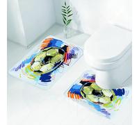 FEHWI Set Tappeti Bagno 2 Pezzi in Microfibra - Tappetino da Bagno Morbido e Antiscivolo - Durevole e Assorbente,Illustrazione di calcio in stile dipinto, tratto colorato, schizzo artistico di un