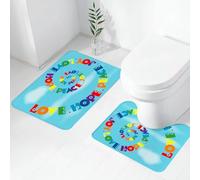 FEHWI Set Tappeti Bagno 2 Pezzi in Microfibra - Tappetino da Bagno Morbido e Antiscivolo - Durevole e Assorbente,Messaggio di amore, speranza, pace e gioia color arcobaleno con ispirazione anni S