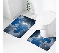 FEHWI Set Tappeti Bagno 2 Pezzi in Microfibra - Tappetino da Bagno Morbido e Antiscivolo - Durevole e Assorbente,Raggi di sole, nuvole, luce del sole dietro le nuvole, luce dal cielo