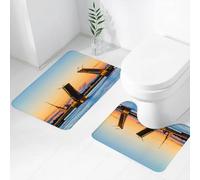 FEHWI Set Tappeti Bagno 2 Pezzi in Microfibra - Tappetino da Bagno Morbido e Antiscivolo - Durevole e Assorbente,Vista da cartolina del Ponte del Palazzo con la Fortezza di Pietro e Paolo, simbol