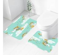 FEHWI Set Tappeti Bagno 2 Pezzi in Microfibra - Tappetino da Bagno Morbido e Antiscivolo - Durevole e Assorbente,Modello senza cuciture di una divertente banda di angeli dei cartoni animati