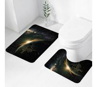 FEHWI Set Tappeti Bagno 2 Pezzi in Microfibra - Tappetino da Bagno Morbido e Antiscivolo - Durevole e Assorbente,Fotografia spaziale della Terra, la Terra illuminata dal sole nel vasto universo,