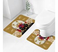 FEHWI Set Tappeti Bagno 2 Pezzi in Microfibra - Tappetino da Bagno Morbido e Antiscivolo - Durevole e Assorbente,Scatola ornamentale antica giapponese raffigurante un arciere con elmo e frecce co
