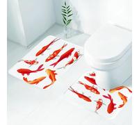 FEHWI Set Tappeti Bagno 2 Pezzi in Microfibra - Tappetino da Bagno Morbido e Antiscivolo - Durevole e Assorbente,Koi. Nishikigoi o carpa broccata, pesci colorati asiatici giapponesi isolati.