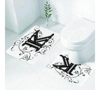 FEHWI Set Tappeti Bagno 2 Pezzi in Microfibra - Tappetino da Bagno Morbido e Antiscivolo - Durevole e Assorbente,Lettera K, K maiuscola con motivo di lettera dell'alfabeto medievale