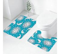 FEHWI Set Tappeti Bagno 2 Pezzi in Microfibra - Tappetino da Bagno Morbido e Antiscivolo - Durevole e Assorbente,Stelle, ripeti lo schema con stelle e luna, sole e luna con stelle