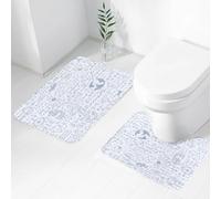 FEHWI Set Tappeti Bagno 2 Pezzi in Microfibra - Tappetino da Bagno Morbido e Antiscivolo - Durevole e Assorbente,Educazione matematica con figure, formule scritte a mano, esercizi, grafici e calc