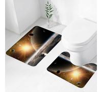 FEHWI Set Tappeti Bagno 2 Pezzi in Microfibra - Tappetino da Bagno Morbido e Antiscivolo - Durevole e Assorbente,Lo spazio, le lune e l'universo
