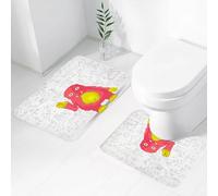 FEHWI Set Tappeti Bagno 2 Pezzi in Microfibra - Tappetino da Bagno Morbido e Antiscivolo - Durevole e Assorbente,Mostro matematico, una creatura rosa allegra, che tiene in mano una matita, in pie