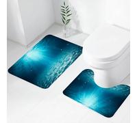 FEHWI Set Tappeti Bagno 2 Pezzi in Microfibra - Tappetino da Bagno Morbido e Antiscivolo - Durevole e Assorbente,Mare sottomarino - Abisso profondo con luce solare blu