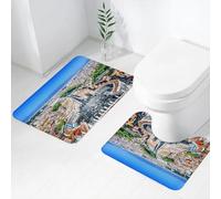 FEHWI Set Tappeti Bagno 2 Pezzi in Microfibra - Tappetino da Bagno Morbido e Antiscivolo - Durevole e Assorbente,Città del Vaticano, Roma. Piazza San Pietro vista dalla Basilica di San Pietro.