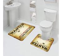 FEHWI Set Tappeti Bagno 2 Pezzi in Microfibra - Tappetino da Bagno Morbido e Antiscivolo - Durevole e Assorbente,Western, vecchio cartello Ricercato con stampa Dead or Alive Bounty Hunter e r