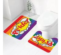 FEHWI Set Tappeti Bagno 2 Pezzi in Microfibra - Tappetino da Bagno Morbido e Antiscivolo - Durevole e Assorbente,Decorazioni Pride, effetto esplosione bomba Pride Blast, icona dei fumetti Pop Art