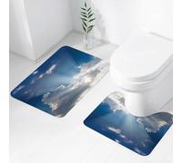 FEHWI Set Tappeti Bagno 2 Pezzi in Microfibra - Tappetino da Bagno Morbido e Antiscivolo - Durevole e Assorbente,La luce del sole penetra attraverso le nuvole nel cielo blu profondo, formando uno