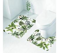 FEHWI Set Tappeti Bagno 2 Pezzi in Microfibra - Tappetino da Bagno Morbido e Antiscivolo - Durevole e Assorbente,Fauna selvatica tropicale, animali e piante esotici in armonia nella giungla, vivi
