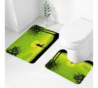FEHWI Set Tappeti Bagno 2 Pezzi in Microfibra - Tappetino da Bagno Morbido e Antiscivolo - Durevole e Assorbente,Yoga, donna che medita sotto il cielo del tramonto