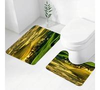 FEHWI Set Tappeti Bagno 2 Pezzi in Microfibra - Tappetino da Bagno Morbido e Antiscivolo - Durevole e Assorbente,Tranquillo paesaggio toscano di Pienza Toscana Vigneti Alberi Prato Antica collina