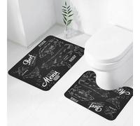 FEHWI Set Tappeti Bagno 2 Pezzi in Microfibra - Tappetino da Bagno Morbido e Antiscivolo - Durevole e Assorbente,Menù di carne Bistecca di manzo Maiale Pollo Stile vintage