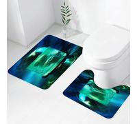 FEHWI Set Tappeti Bagno 2 Pezzi in Microfibra - Tappetino da Bagno Morbido e Antiscivolo - Durevole e Assorbente,Spazio, UFO marziano alieno in un acquario come immagine artistica di un tubo, ner