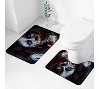 FEHWI Set Tappeti Bagno 2 Pezzi in Microfibra - Tappetino da Bagno Morbido e Antiscivolo - Durevole e Assorbente,Decorazione zombi, donna morta spaventosa con ascia insanguinata, mistero gotico f