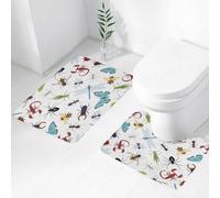 FEHWI Set Tappeti Bagno 2 Pezzi in Microfibra - Tappetino da Bagno Morbido e Antiscivolo - Durevole e Assorbente,tti scarabocchiati modello vettoriale senza soluzione di continuità con sfondo col