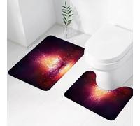 FEHWI Set Tappeti Bagno 2 Pezzi in Microfibra - Tappetino da Bagno Morbido e Antiscivolo - Durevole e Assorbente,Un loto rosa radioso galleggia sull'acqua, circondato da stelle scintillanti e abb