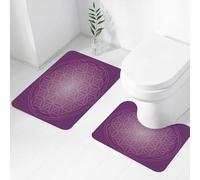 FEHWI Set Tappeti Bagno 2 Pezzi in Microfibra - Tappetino da Bagno Morbido e Antiscivolo - Durevole e Assorbente,Lo sfondo geometrico vettoriale è un motivo luminoso, geometria sacra, fiore della