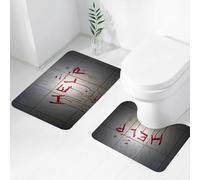 FEHWI Set Tappeti Bagno 2 Pezzi in Microfibra - Tappetino da Bagno Morbido e Antiscivolo - Durevole e Assorbente,Ci sono segnali di soccorso insanguinati aiuto sui muri bianchi