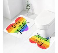 FEHWI Set Tappeti Bagno 2 Pezzi in Microfibra - Tappetino da Bagno Morbido e Antiscivolo - Durevole e Assorbente,Manifestazioni di orgoglio, sta gay e lesbica LGBT, amore e San Valentino