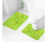 FEHWI Set Tappeti Bagno 2 Pezzi in Microfibra - Tappetino da Bagno Morbido e Antiscivolo - Durevole e Assorbente,Verde lime, parete pastello, sfondo di mattoni dai toni vivaci, stile urbano moder