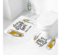 FEHWI Set Tappeti Bagno 2 Pezzi in Microfibra - Tappetino da Bagno Morbido e Antiscivolo - Durevole e Assorbente,Citazione È ora di bere birra con un uomo che tiene in mano una tazza di pane to