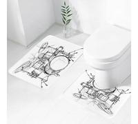 FEHWI Set Tappeti Bagno 2 Pezzi in Microfibra - Tappetino da Bagno Morbido e Antiscivolo - Durevole e Assorbente,Disegno di musica rock, scarabocchio, schizzo, stile, batterista, ispirazione