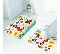 FEHWI Set Tappeti Bagno 2 Pezzi in Microfibra - Tappetino da Bagno Morbido e Antiscivolo - Durevole e Assorbente,Illustrazione del vibrante talento spagnolo, descrizione degli allegri elementi cu