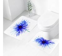 FEHWI Set Tappeti Bagno 2 Pezzi in Microfibra - Tappetino da Bagno Morbido e Antiscivolo - Durevole e Assorbente,Fiore acquerello, singolo grande e delicato fiordaliso sbiadito a nord