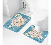 FEHWI Set Tappeti Bagno 2 Pezzi in Microfibra - Tappetino da Bagno Morbido e Antiscivolo - Durevole e Assorbente,Immagini fantasiose della città di Los Angeles in Francia, Viaggio cartografico co