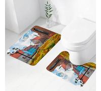 FEHWI Set Tappeti Bagno 2 Pezzi in Microfibra - Tappetino da Bagno Morbido e Antiscivolo - Durevole e Assorbente,Città Vecchia di Riga, capitale della Lettonia, con edifici storici medievali